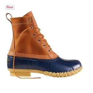 L.L. Bean Two-Tone Navy & Brown Leather Lace-Up Duck Boots